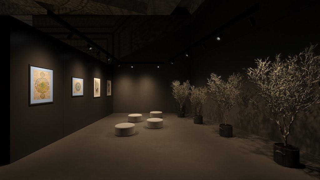 Miniature hall with olive trees